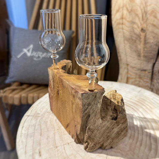 2er Schnapsglas-Set mit Wurzelholz