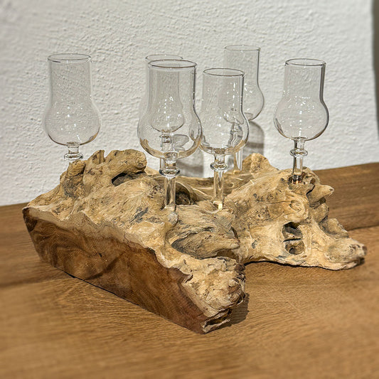 6er Schnapsglas-Set mit Wurzelholz