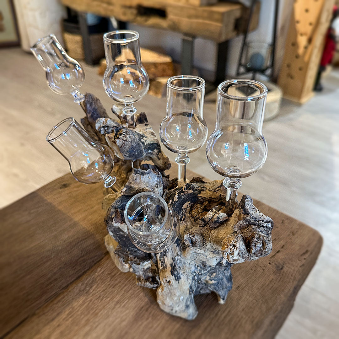 6er Schnapsglas-Set mit Wurzelholz