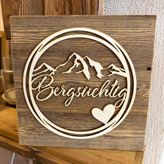 Deko-Loops auf Altholzplatte "Wohlfühlzone" - Ellmauer Zirbenwelt