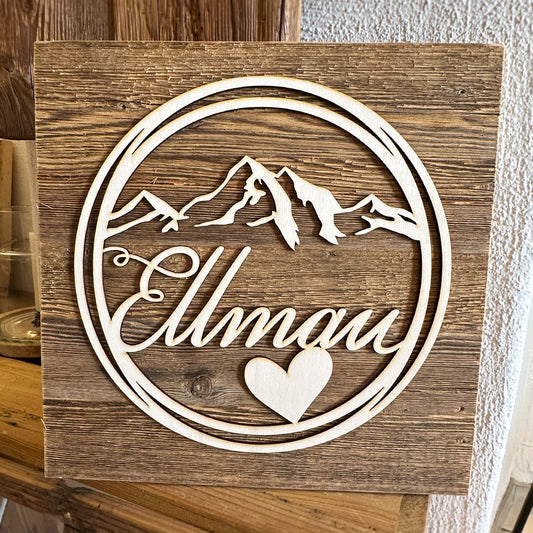 Deko-Loops auf Altholzplatte "Ellmau"