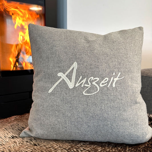 "Auszeit" Designkissen Naturweiß