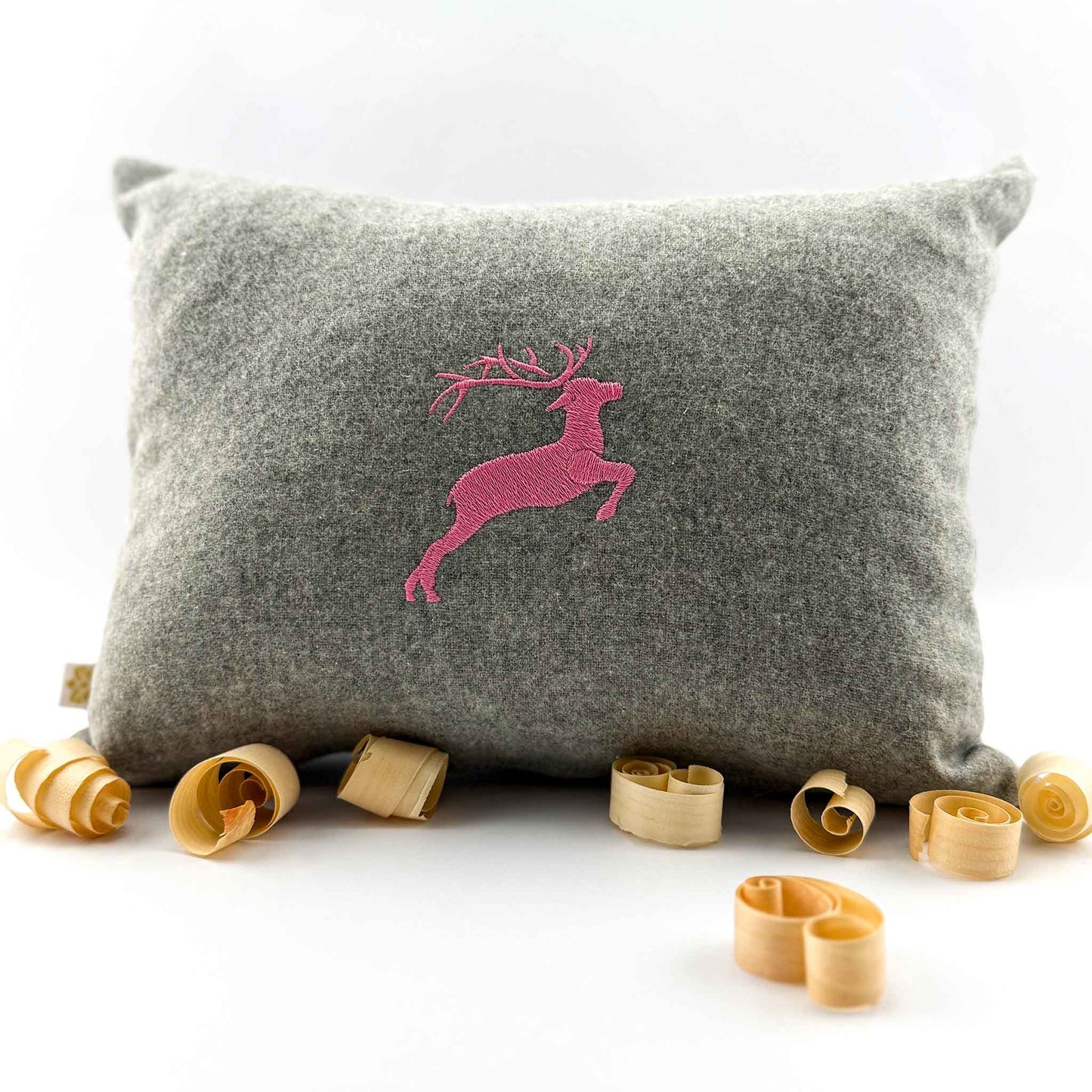 "Hirsch" Design-Zirbenkissen Silbergrau - Ellmauer Zirbenwelt