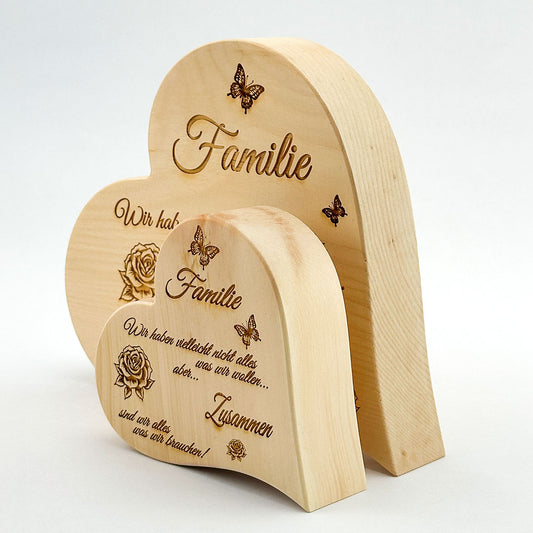 Zirbenherz mit Gravur "Familie. Wir haben vielleicht ..." - Ellmauer Zirbenwelt