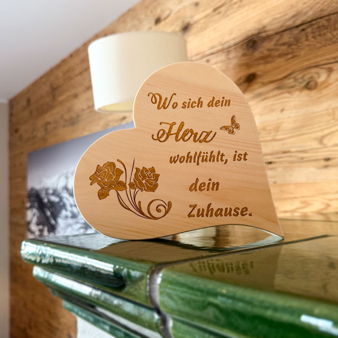 Zirbenherz mit Gravur "Wo sich dein Herz ..." - Ellmauer Zirbenwelt