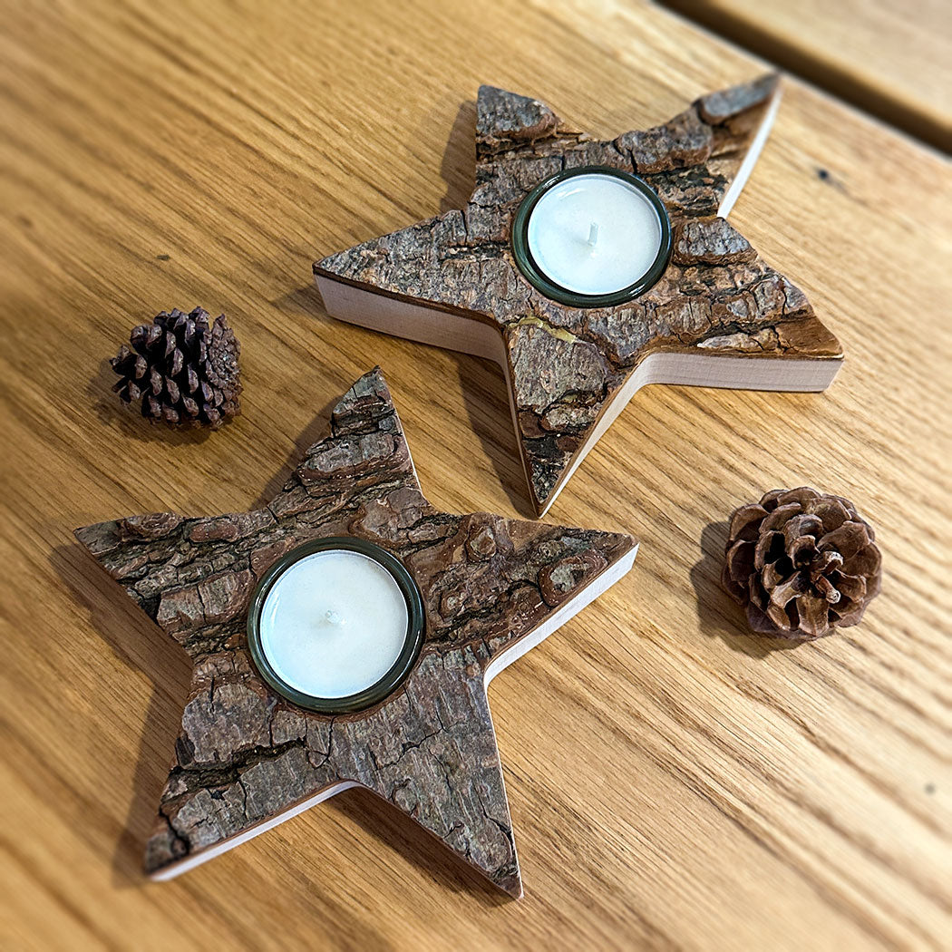 Holzstern Teelichthalter