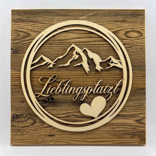 Deko-Loops auf Altholzplatte "Wohlfühlzone" - Ellmauer Zirbenwelt