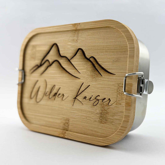 Lunchbox mit Holzdeckel "bergsüchtig" - Ellmauer Zirbenwelt