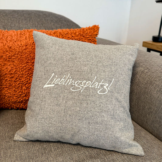"Lieblingsplatzl" Designkissen Naturweiß