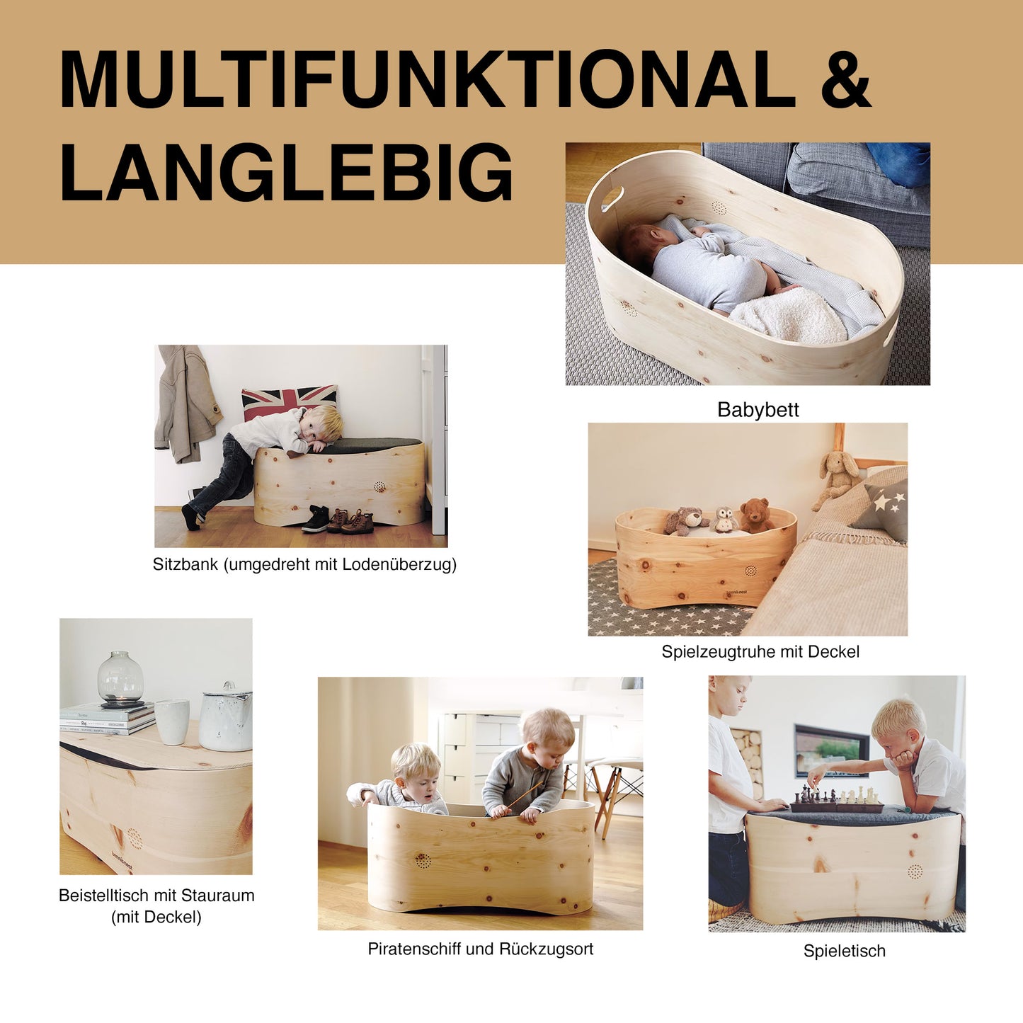 LODENÜBERZUG und DECKEL aus Zirbenholz für das BABYBETT - Ellmauer Zirbenwelt