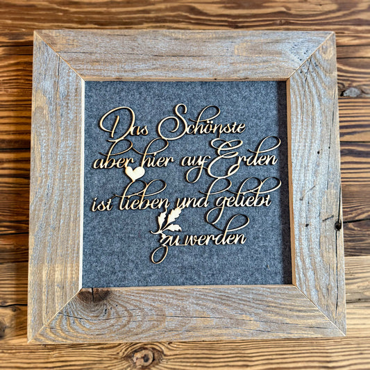 Altholz Wandbild mit Spruch "Das Schönste" - Ellmauer Zirbenwelt