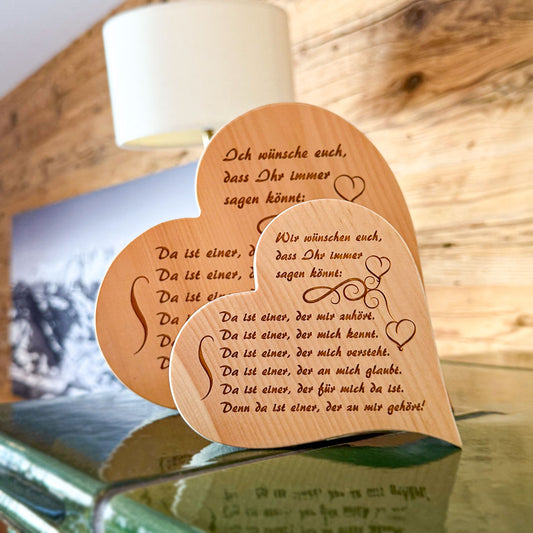 Zirbenherz mit Gravur "Ich wünsche euch ..." - Ellmauer Zirbenwelt