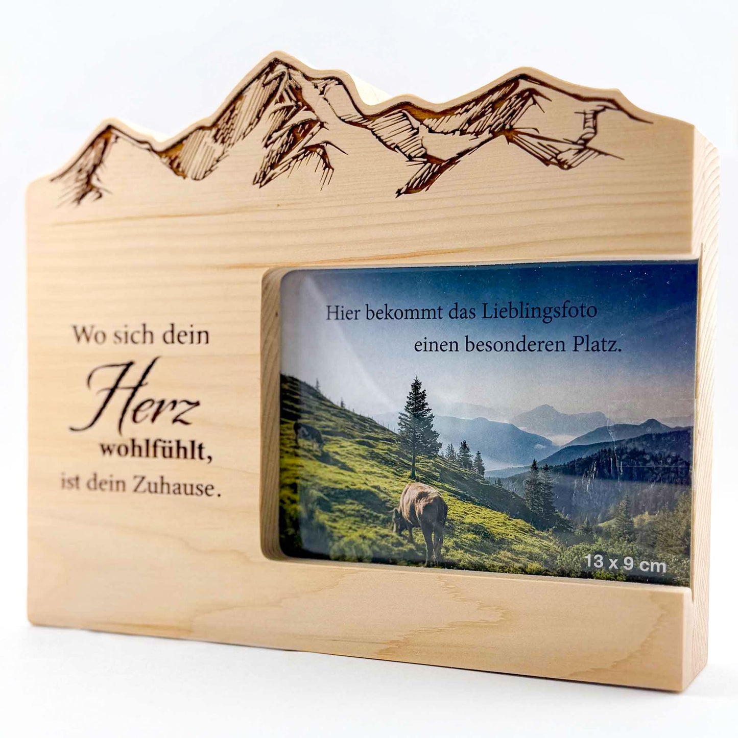 Zirbenholz-Bilderrahmen mit Gravur