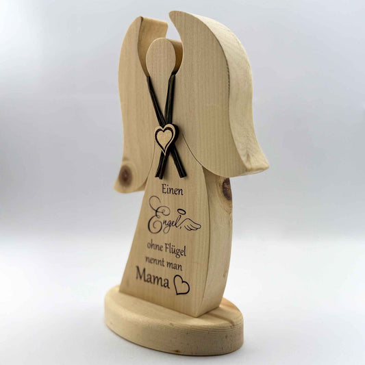 Zirbenfigur "Ein Engel ohne Flügel nennt man Mama" - Ellmauer Zirbenwelt
