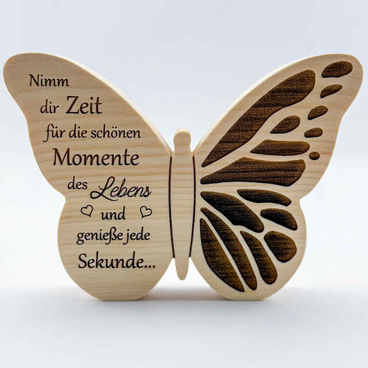 Zirbenfigur "Schmetterling" mit Spruch - Ellmauer Zirbenwelt
