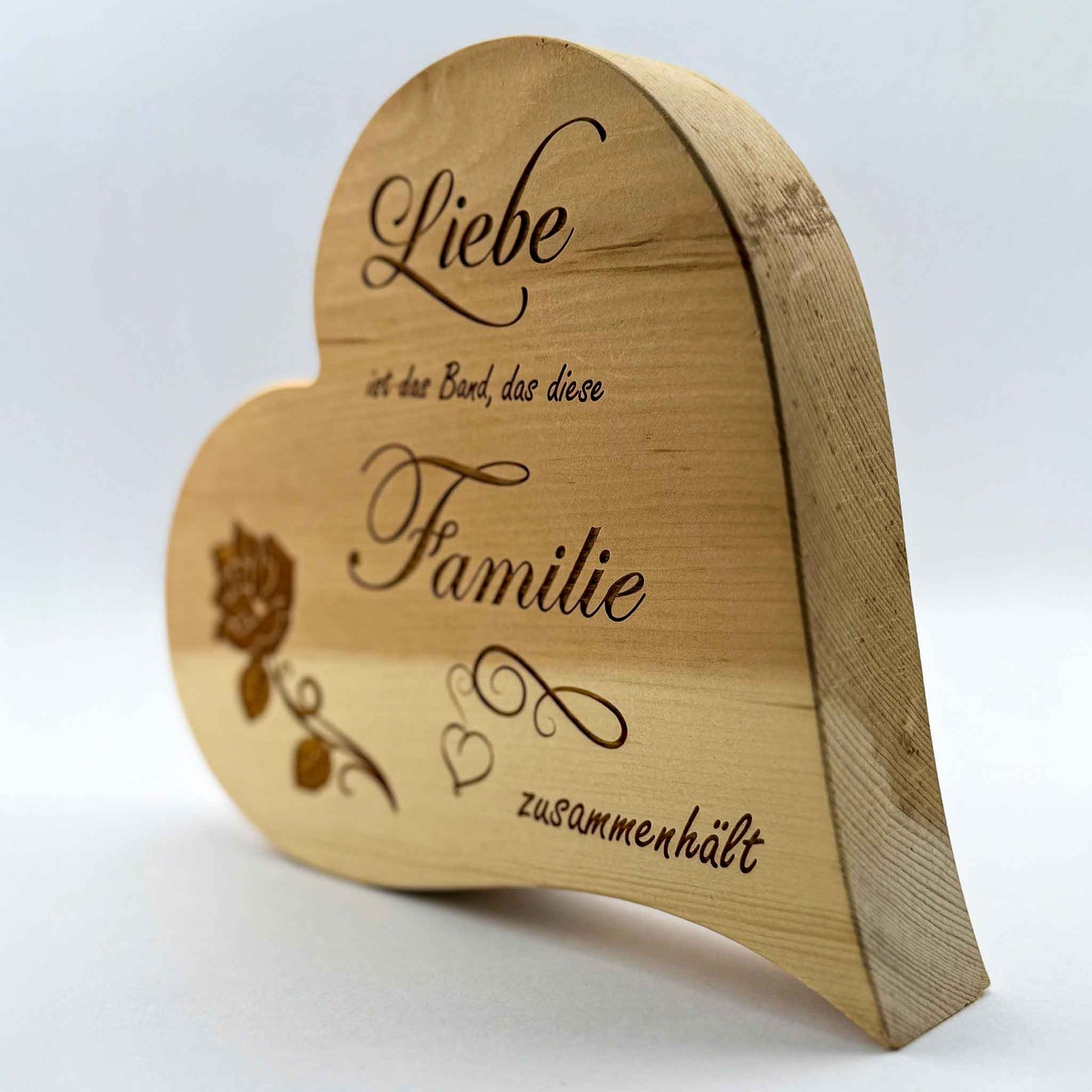 Zirbenherz mit Gravur "Liebe ist das Band ..." - Ellmauer Zirbenwelt