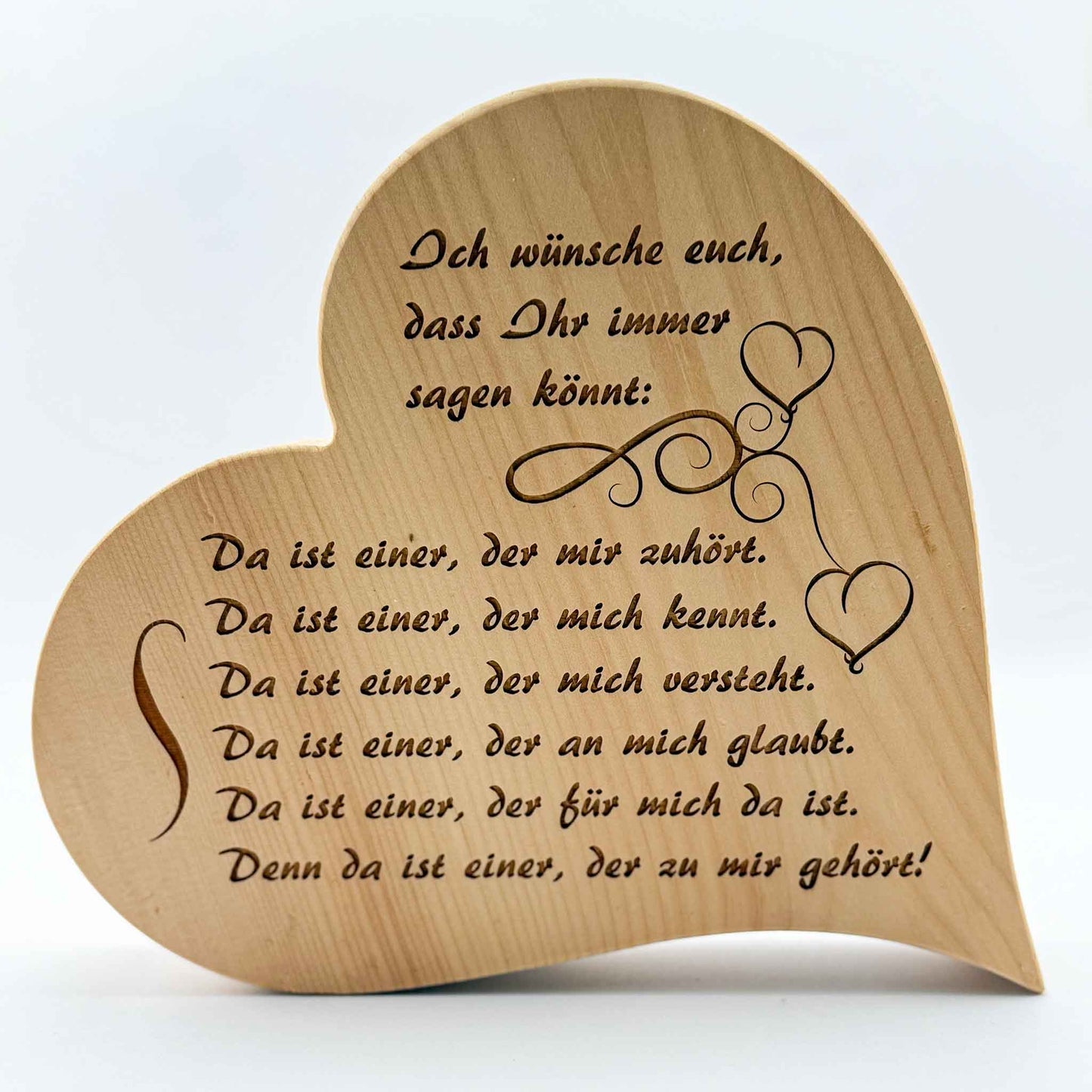 Zirbenherz mit Gravur "Ich wünsche euch ..." - Ellmauer Zirbenwelt