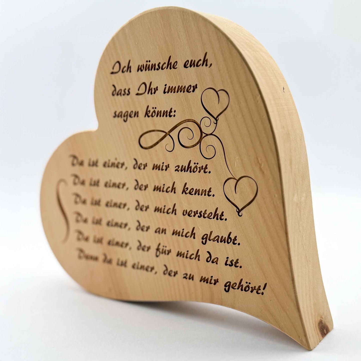 Zirbenherz mit Gravur "Ich wünsche euch ..." - Ellmauer Zirbenwelt