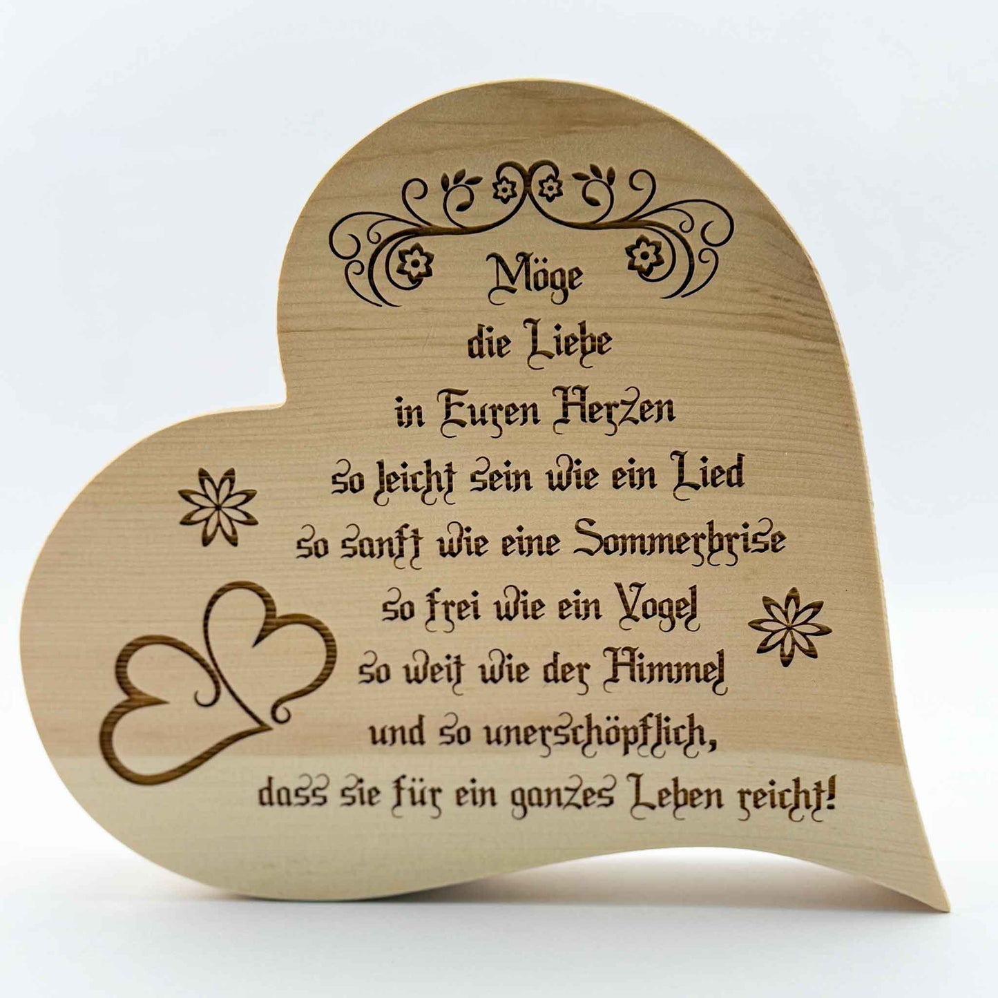 Zirbenherz mit Gravur "Möge die Liebe ..." - Ellmauer Zirbenwelt