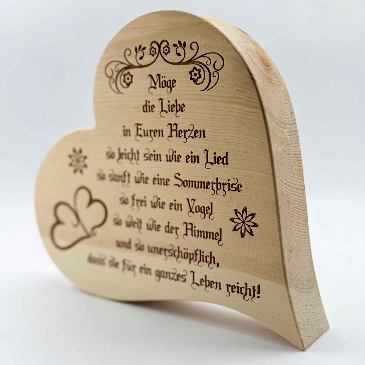 Zirbenherz mit Gravur "Möge die Liebe ..." - Ellmauer Zirbenwelt