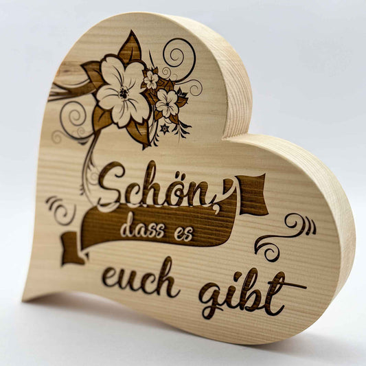 Zirbenherz mit Gravur " Schön, dass es euch gibt" - Ellmauer Zirbenwelt