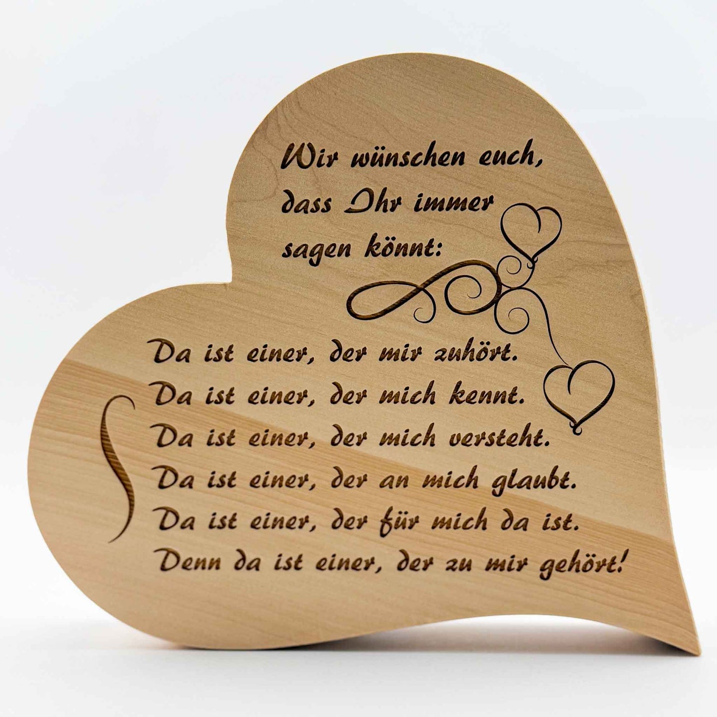 Zirbenherz mit Gravur " Wir wünschen euch, ..." - Ellmauer Zirbenwelt