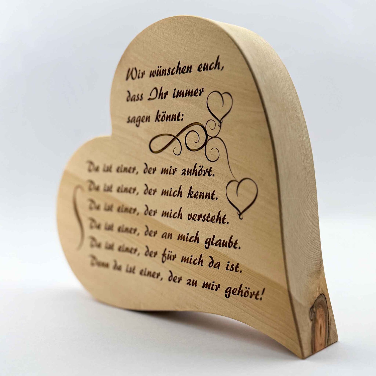 Zirbenherz mit Gravur " Wir wünschen euch, ..." - Ellmauer Zirbenwelt