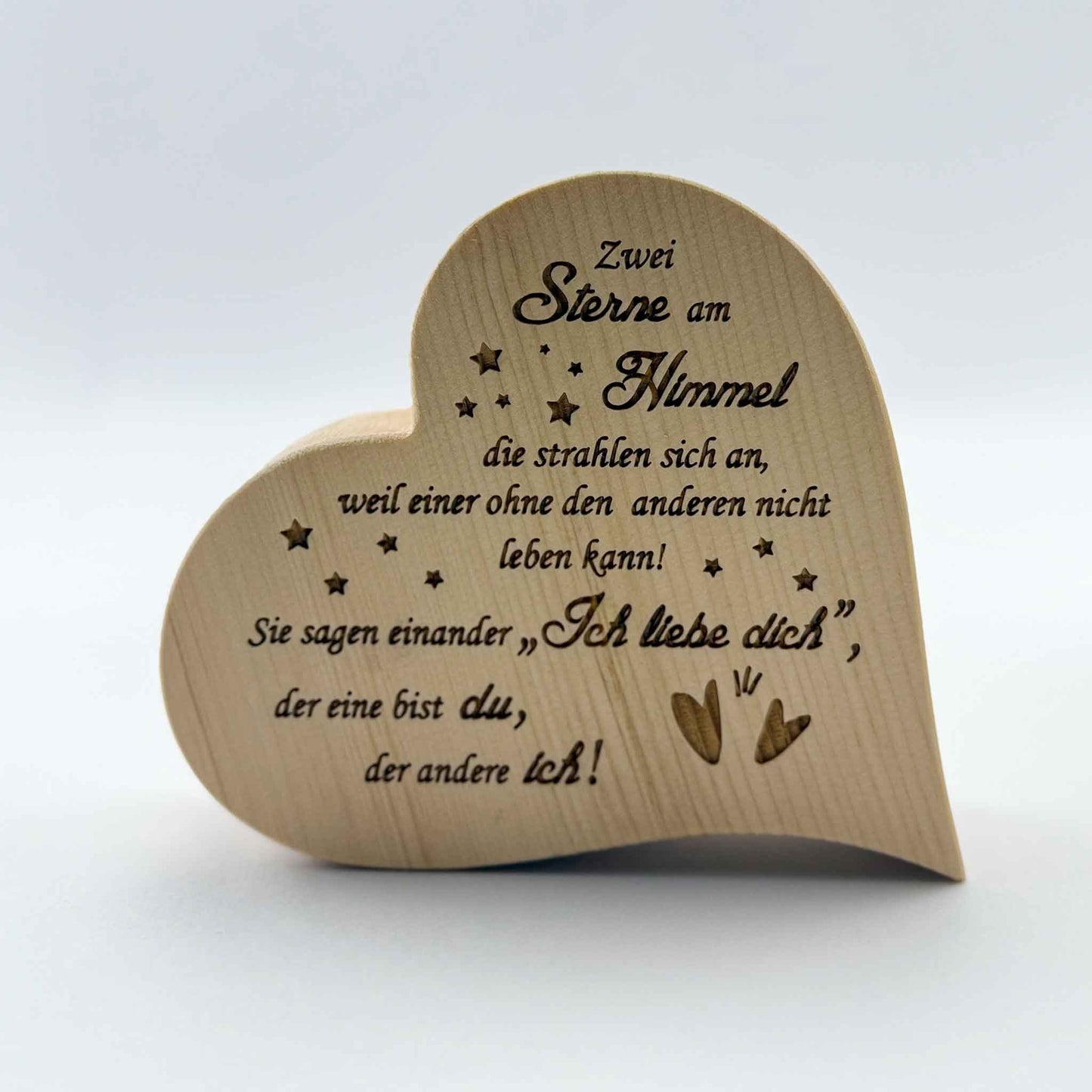 Zirbenherz mit Gravur "Zwei Sterne am Himmel ..." - Ellmauer Zirbenwelt