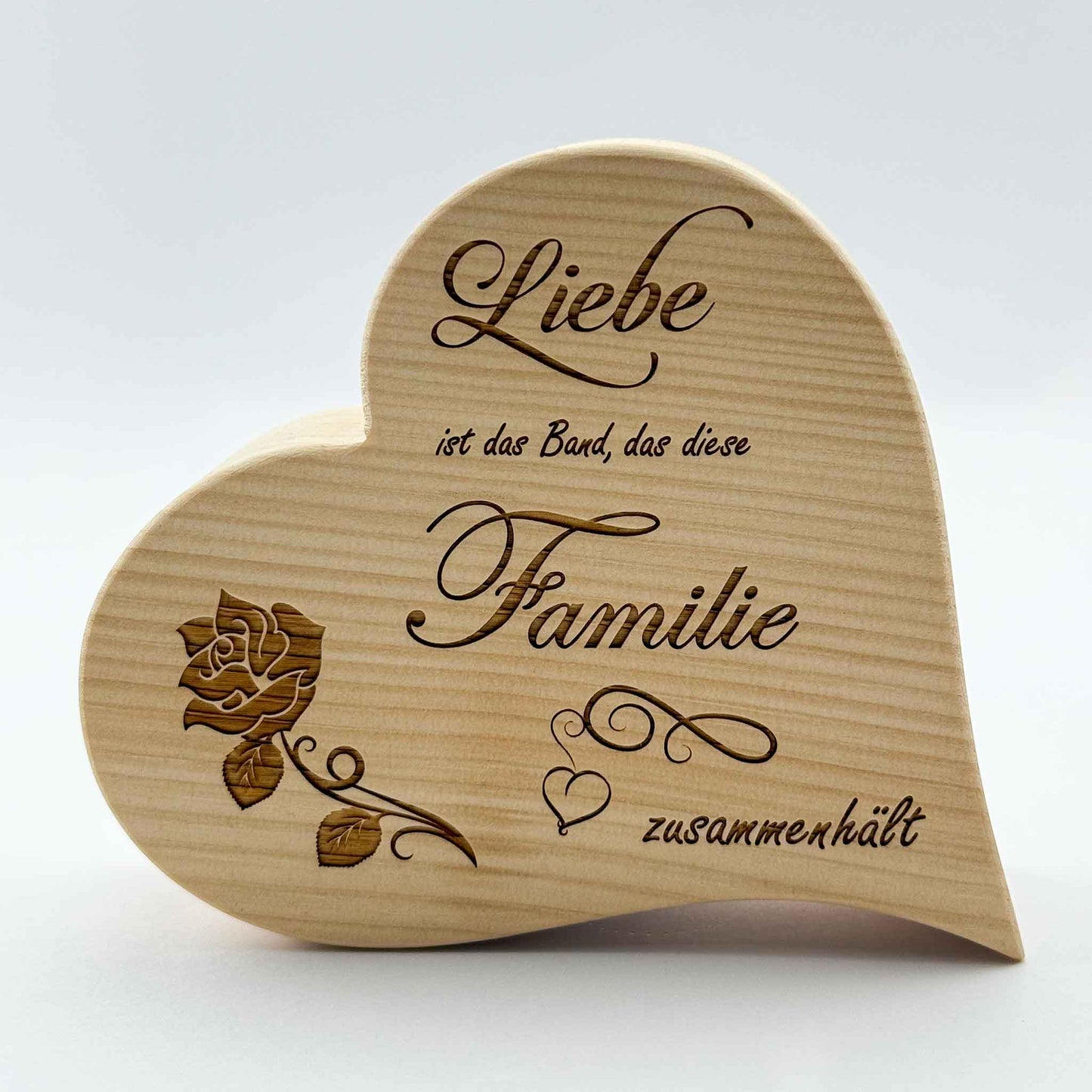 Zirbenherz mit Gravur "Liebe ist das Band ..." - Ellmauer Zirbenwelt