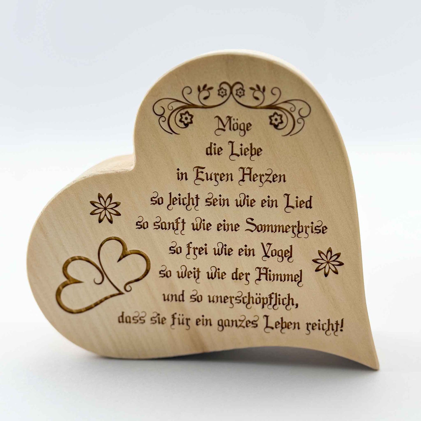 Zirbenherz mit Gravur "Möge die Liebe ..." - Ellmauer Zirbenwelt