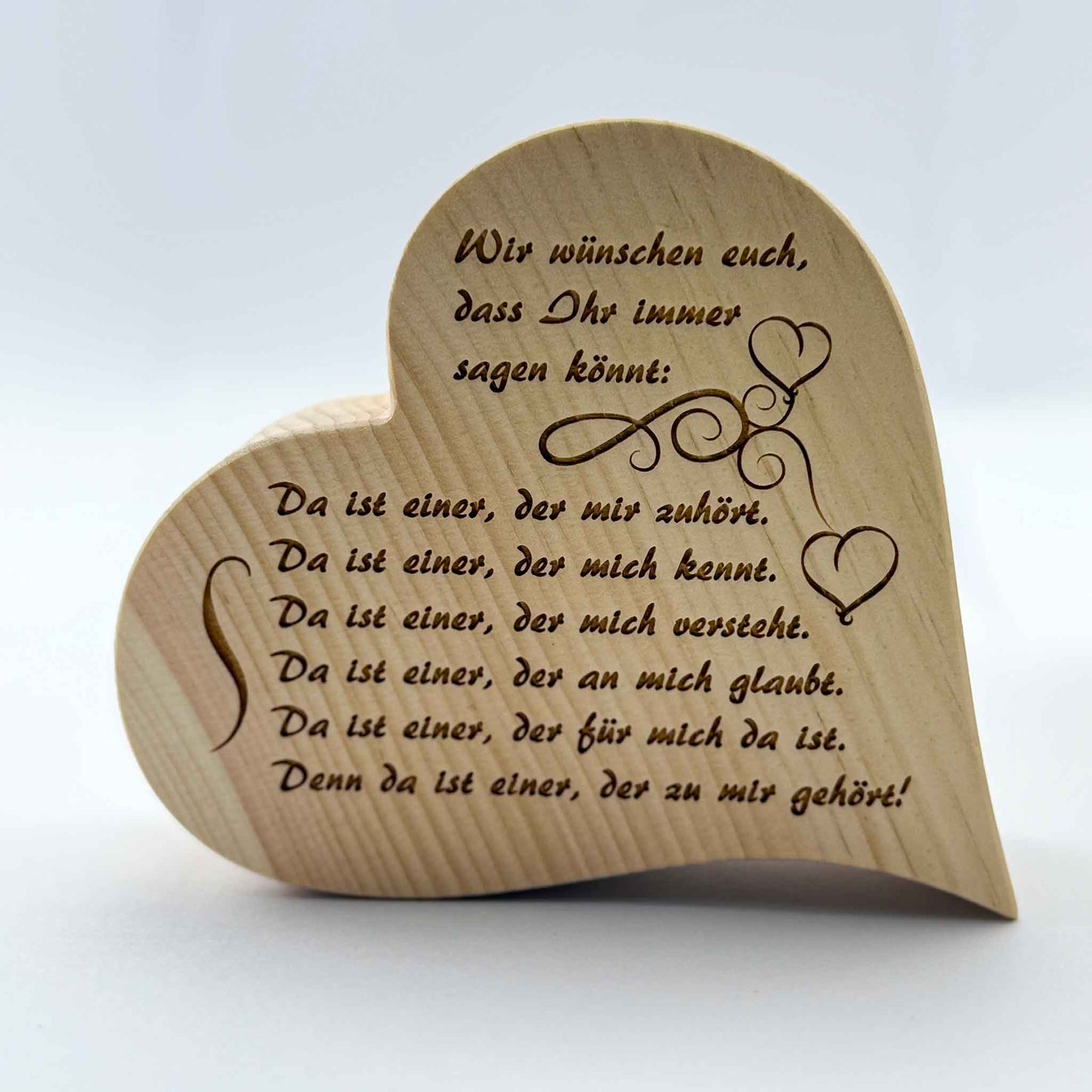 Zirbenherz mit Gravur " Wir wünschen euch, ..." - Ellmauer Zirbenwelt