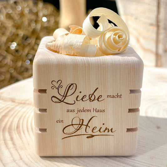 Zirbenblock "Liebe & Heim"
