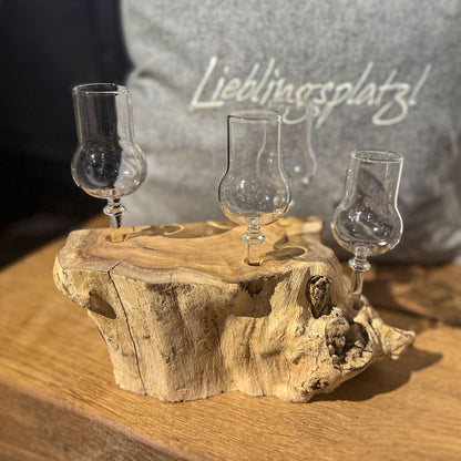 4er Schnapsglas-Set mit Wurzelholz