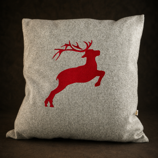 "Hirsch" Designkissen Hellgrau