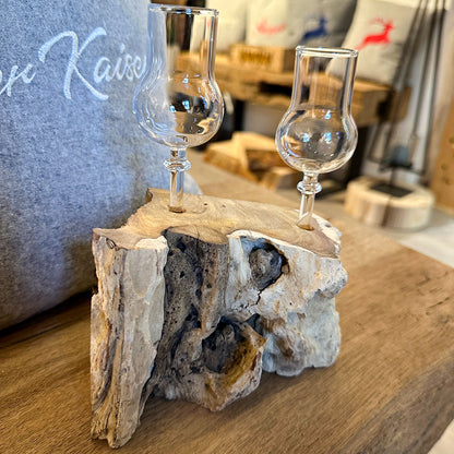2er Schnapsglas-Set mit Wurzelholz