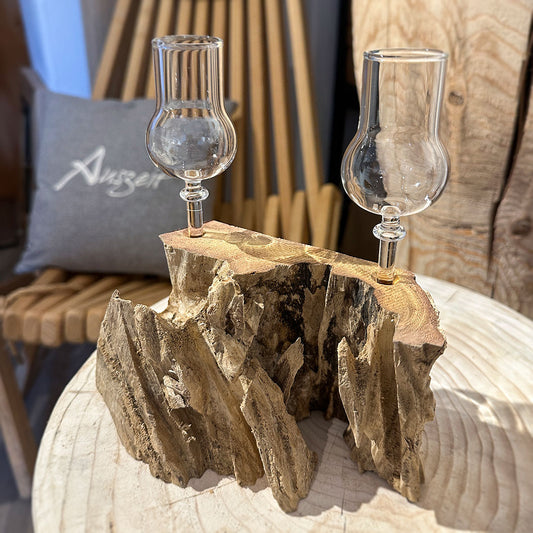 2er Schnapsglas-Set mit Wurzelholz