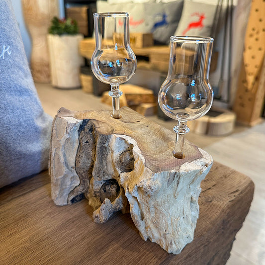 2er Schnapsglas-Set mit Wurzelholz