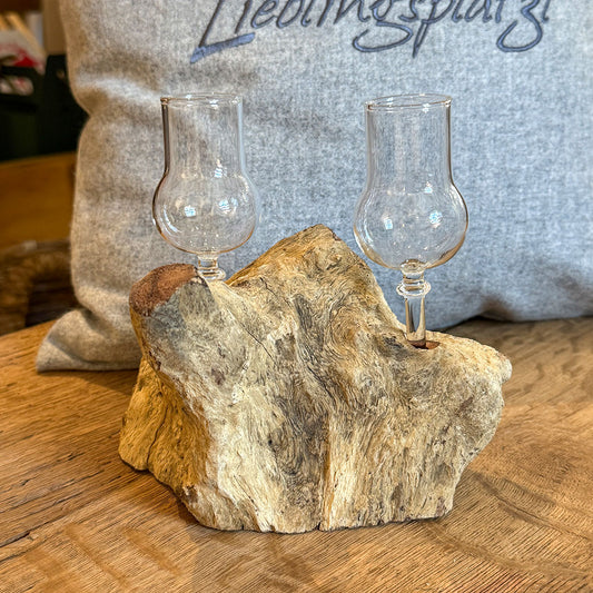 2er Schnapsglas-Set mit Wurzelholz