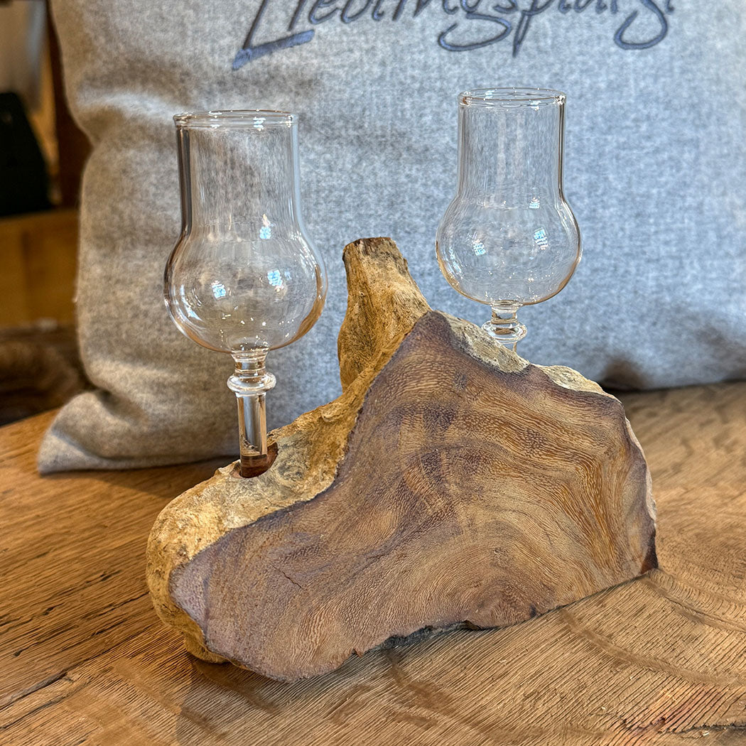 2er Schnapsglas-Set mit Wurzelholz