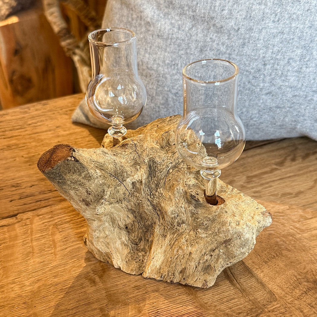 2er Schnapsglas-Set mit Wurzelholz