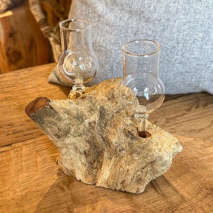 2er Schnapsglas-Set mit Wurzelholz