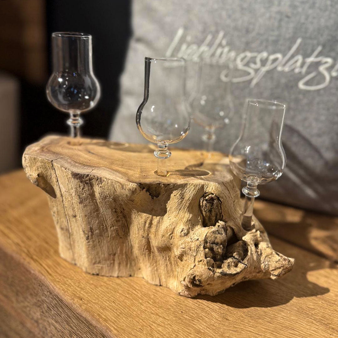 4er Schnapsglas-Set mit Wurzelholz