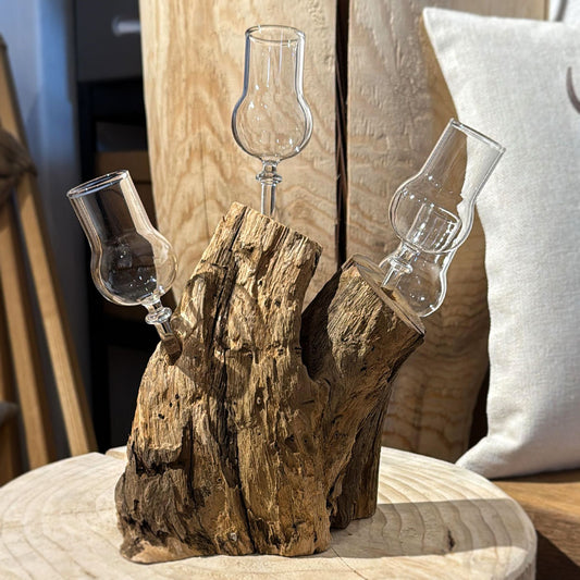 4er Schnapsglas-Set mit Wurzelholz