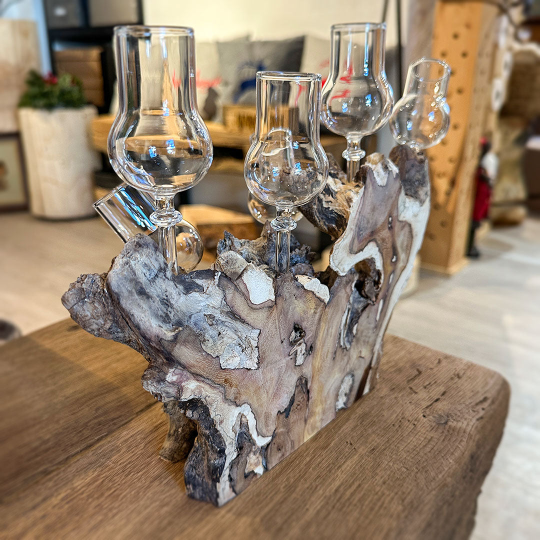 6er Schnapsglas-Set mit Wurzelholz