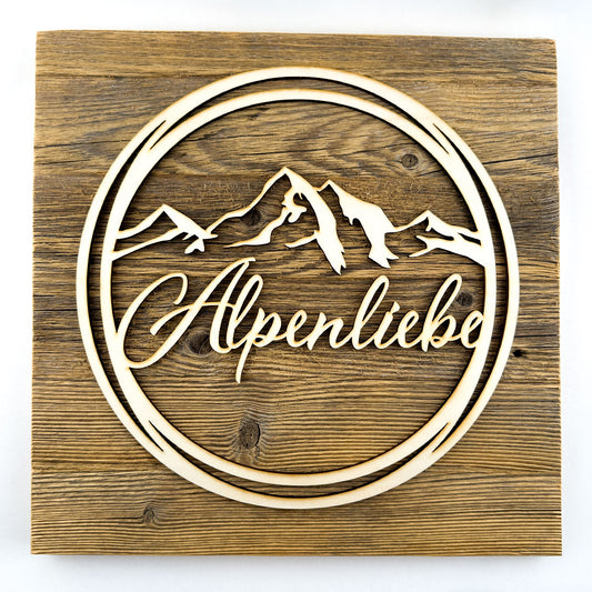 Deko-Loops auf Altholzplatte "Wohlfühlzone" - Ellmauer Zirbenwelt