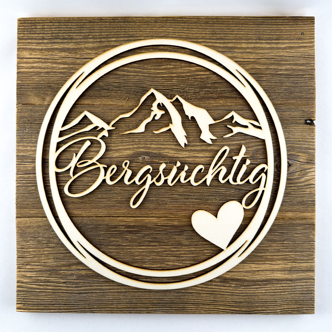 Deko-Loops auf Altholzplatte "Wohlfühlzone" - Ellmauer Zirbenwelt