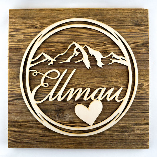 Deko-Loops auf Altholzplatte "Ellmau"