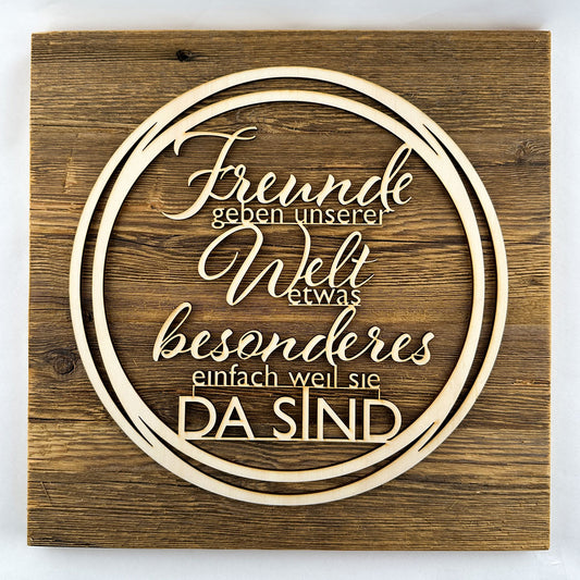 Deko-Loops auf Altholzplatte "Wohlfühlzone" - Ellmauer Zirbenwelt