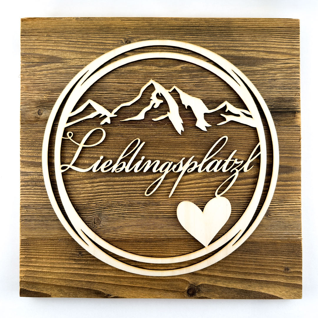 Deko-Loops auf Altholzplatte "Wohlfühlzone" - Ellmauer Zirbenwelt