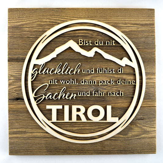 Deko-Loops auf Altholzplatte "Wohlfühlzone" - Ellmauer Zirbenwelt